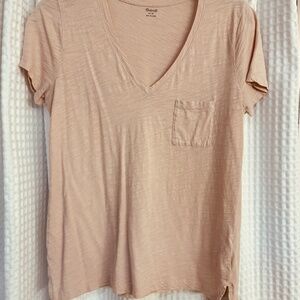 Madewell Whisper Cotton V-Neck Pocket Tee Light Pink Size Medium